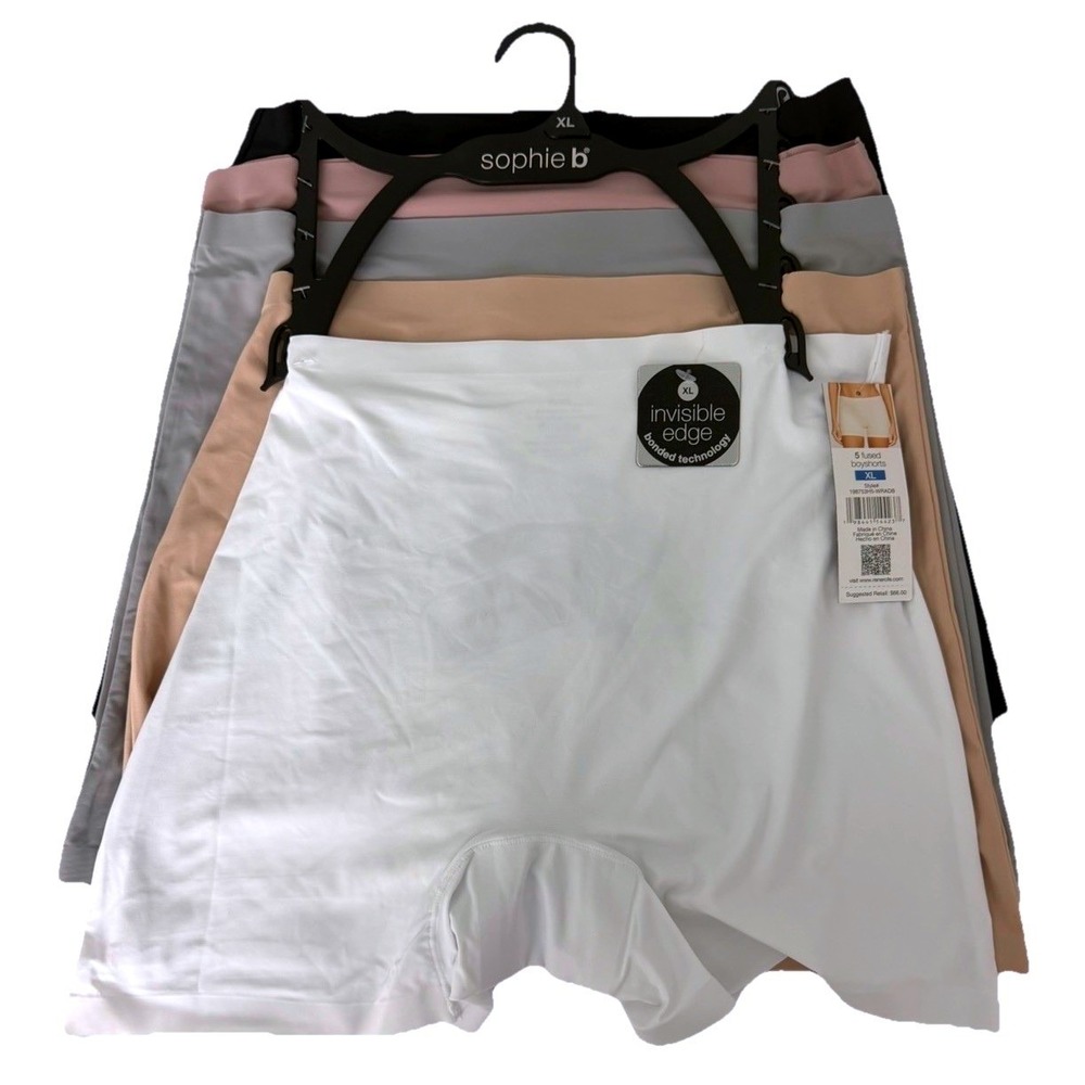 Sophie B Women's 5 Pairs 198753H5 WRADB Fused Boyshort Invisible Edged Size XL